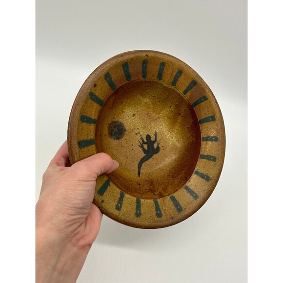 Art Pottery Bowl Handmade Lizard Sun Desert Sun Southwestern Serving Decorative - Picture 7 of 9